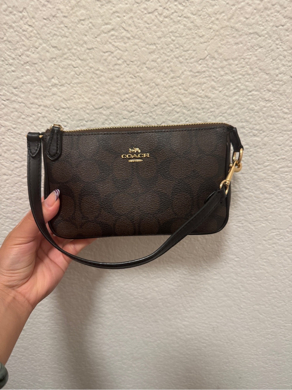 Coach Dark Brown Signature with Gold Hardware